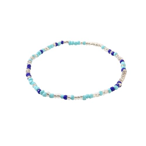 Image of Beaded Anklets for Women Handmade Boho Beaded Ankle Bracelets Colorful Beads Foot Anklets for Women