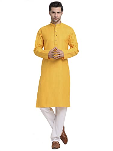 Image of KRAFT INDIA Men Cotton Striped Kurta Pyjama Set