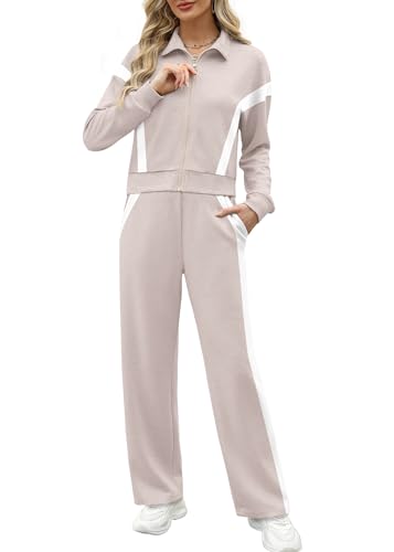 Image of XIEERDUO Lounge Sets for Women 2025 Sweatsuit 2 Piece Outfits Sweatshirt Wide Leg Sweatpant Tracksuit Matching Set