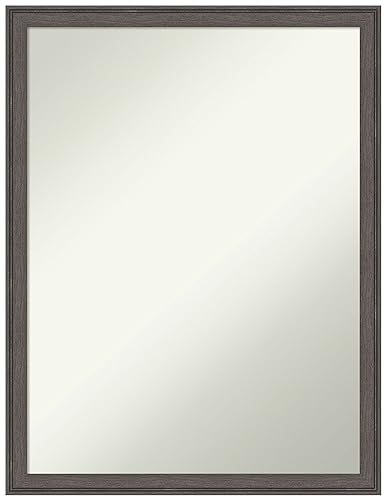 Amanti Art Silver Bathroom Mirror for Over Sink, 26x20 Florence Pewter Rectangle Vanity Mirror, Medium Casual Frame, Hangs Horizonally and Vertically, Bathroom Wall Decor, Non-Beveled Edge