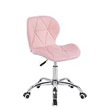 Cadeira Slim Office Estofada Conthey Rosa Base Giratória Cromada
