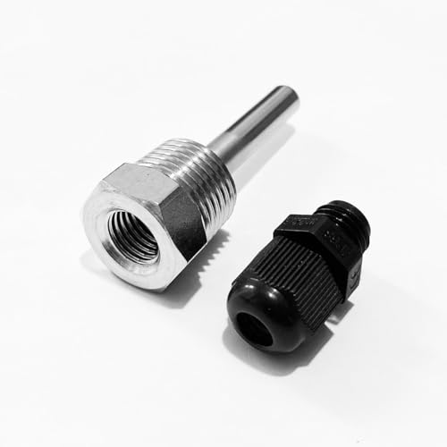 2 Stück Tauchhülse 1/2, Tauchhülsen Temperaturfühler 8 x 50mm, Edelstahl Tauchhülse Gewinde für Temperatursensor