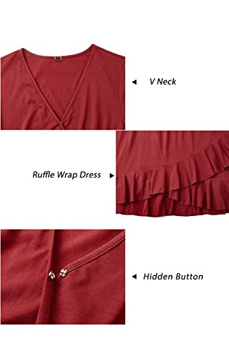 Image of ULTRANICE Womens Summer Dresses Floral V Neck Ruffled Hem Spaghetti Spring Casual Beach Outfits Flowy Wrap Sun Dress