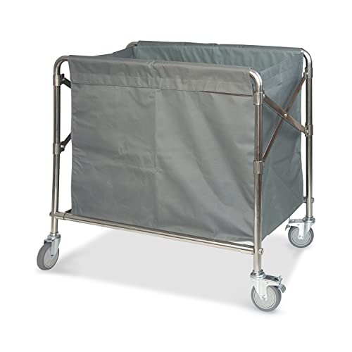 Myoyay Folding Laundry Hamper Cart Commercial Laundry Basket Trucks With Rolling Wheels Stainless Steel Laundry Trolley Cart With Waterproof Oxford Bag For Industrial/Home #TOP28