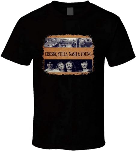Photo de Crosby Stills Nash and Young 70s Classic Rock Worn Look Music Men T Shirt T-Shirt Black XXL