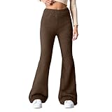 Matière : polaire peluche Generisch Pantalon en polaire pour femme - Chaud - En peluche - Pantalon de jogging thermique - Pantalon de sport d\'hiver - Pantalon de sport évasé - Pantalon douillet - Taille élastique - Pantalon en