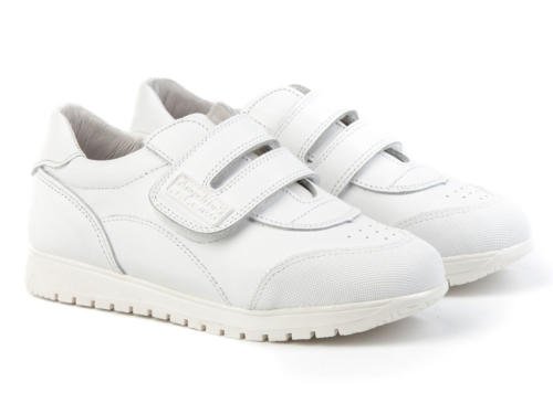 Zapatillas Deportivas Infantiles Colegiales con Puntera Reforzada, Todo Piel. mod.904. Calzado Infantil Made in Spain, Garantia de Calidad. (37, Blanco)