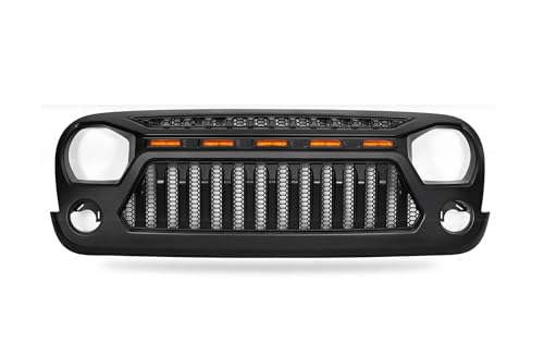 Grille avant pour Jeep Wrangler JK 2007-2017 en ABS noir mat de protection