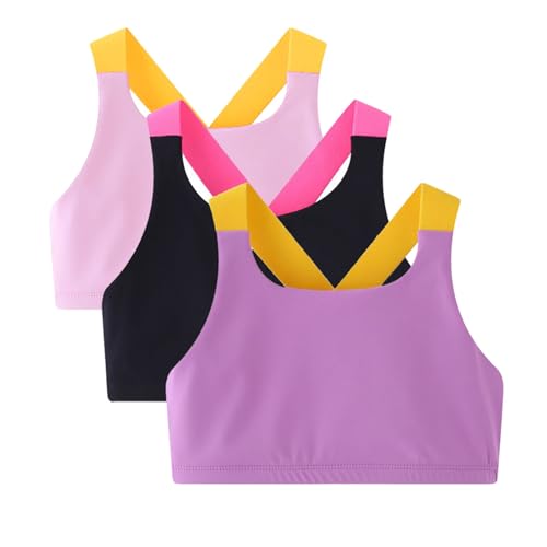 Zupora Girls Training Bras 5-13, 3 Pack Seamless First Bra for Girls Sports Bras - No Pads