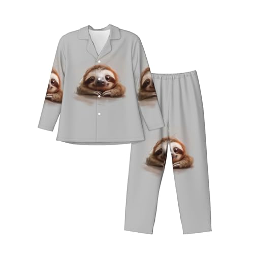 Pyjama paresseux homme fini les nuits fraîches ensemble manches longues doux