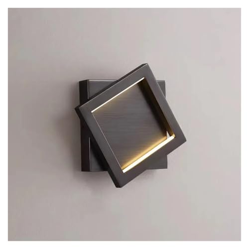 OZBMA Illuminazione da Comodino a LED Quadrata in Rame, Moderna e Minimalista, di Lusso, per Camera da Letto e Soggiorno, Elegante (Nero)