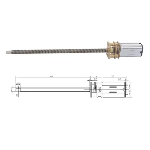 Moteur N30 DC 6V avec axe fileté M4 de 100mm, robustesse et ajustement micrométrique