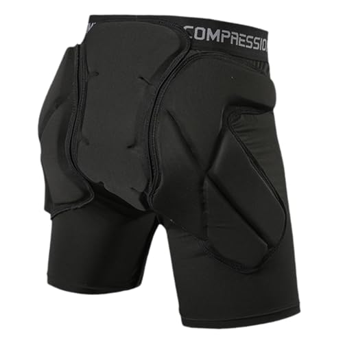 KiBcsLic Pantalones Cortos Acolchados para Protección de Cadera Y Coxis Almohadilla 3D Amortiguadora Y Material EVA Resistente Y Transpirable, Black S