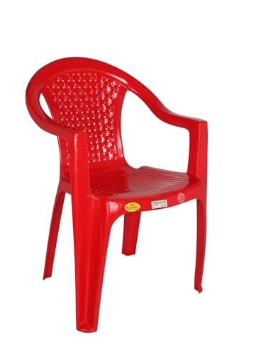 Image of National Plastic Since 1952 Pune Plastic Chair (Pack of 2) - Red | Strong & Durable | Armless | Indoor & Outdoor Use