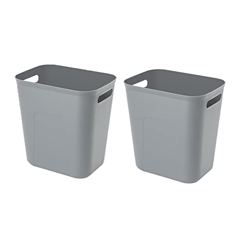 Image of Plastic Small Bathroom Trash Can Wastebasket, 3.5 Gallon, Grey, 2 Pack | Compact Sturdy Garbage Can for Bathroom, Laundry Room, Kitchen, Office, Kids Room, Dorm, Durable, Easy to Clean