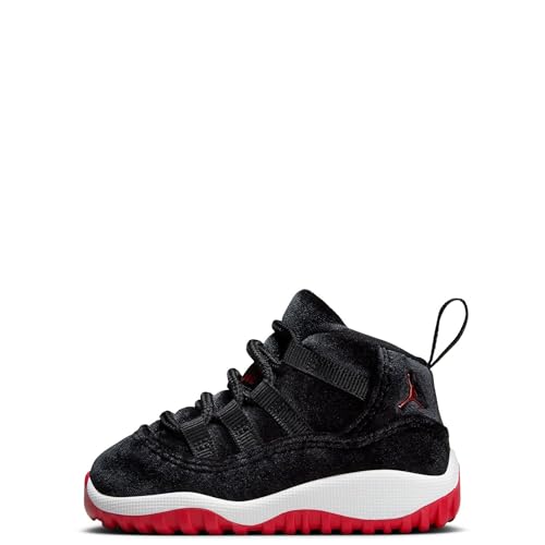 Air Jordan 11 Bred Velvet Infant Toddler Lifestyle Shoes (Black/Gym Red/White)