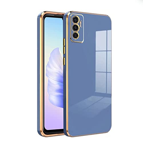 Image of for Vivo V23e 5G Plating Square Gold Frame Phone Case Luxury Soft Silicone Back Cover (for for Vivo V23e 5G (Blue)