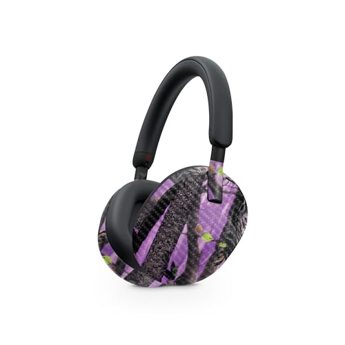 Image of MightySkins Carbon Fiber Skin Compatible with Sony WH-1000XM5 Headphones - Purple Tree Camo | Protective, Durable Textured Carbon Fiber Finish | Easy to Apply