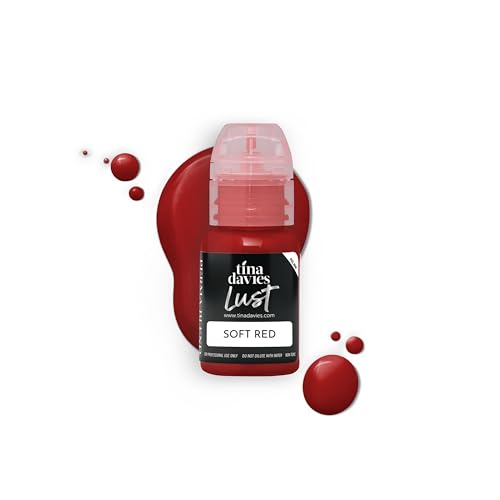 Tina Davies Professional Envy & Lust Pigments à lèvres – Maquillage permanent pour les lèvres – Couleurs soignées fidèles au ton – Haute rétention – Lust Soft Red Flacon de 15 ml