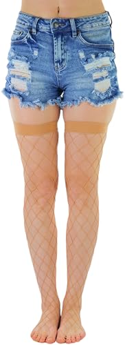 Image of ToBeInStyle Women's Vibrant Large Net Fishnet Thigh High Elastic Nylon Novelty Stockings