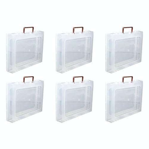 Image of Multipurpose Plastic Rectangular Storage Boxes with Locks and Handle Matte Finish for Saree, Laptop, Books (Set of 6, Bahurani)