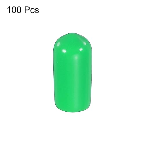 Image of MECCANIXITY 100pcs 1 /4 inch(6mm) Rubber End Caps Cover PVC Vinyl Screw Thread Protector Round Wire Shelf Caps for Screw Bolt Pipe Fence Post, Green