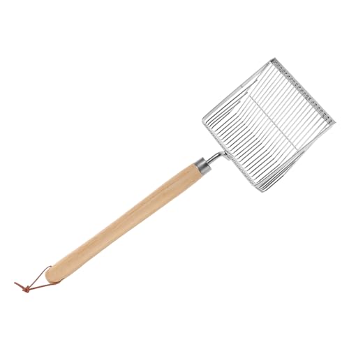 Abaodam Beach Sand Sifter Tool with Extended Stainless Steel Scoop and Ergonomic Wooden Handle for Family Shell Collecting and Outdoor Summer Activities Friendly Mesh Shovel for Efficient