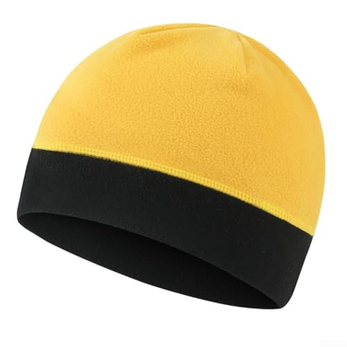 Pasamontañas de poliéster para ciclismo, esquí, snowboard, senderismo, pesca, resistente al viento, con protección para los oídos y ajuste elástico ligero (amarillo cúrcuma)