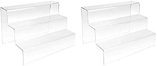 display4top 3 Step Acrylic Display Stand Counter Retail Riser Polish Plinth 2 PACK(200 * 200 * 200mm)