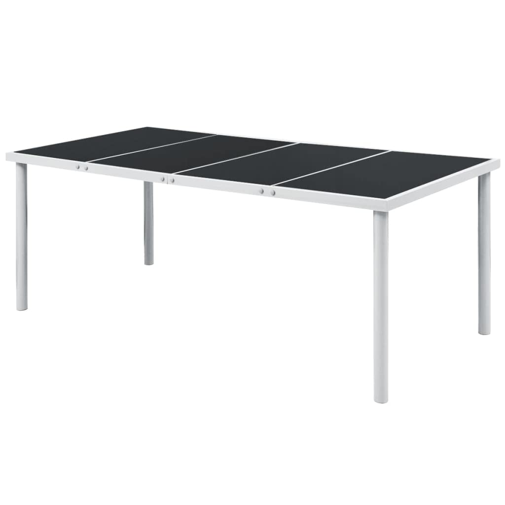 Table de patio en acier noir 190 cm pour grand meuble de terrasse