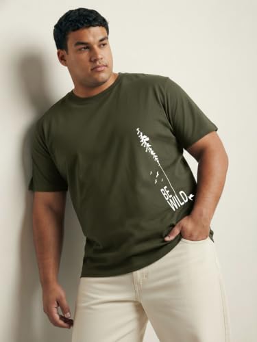 Image of Toodlegram - 100% Pure Cotton Plus Size T Shirt for Men- Regular Fit - Half Sleeve Roundneck Stylish Tshirt - Graphic Printed Be Wild (Size - 2XL to 10XL)