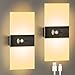 BEWEGUNGSMELDER günstig Kaufen-Asfrode 2 Stück Wandleuchte innen mit Bewegungsmelder, USB Aufladbar LED Wandlampe Ohne Stromanschluss Kabellose 1200mAh Akku Wandlampe mit Schalter für Flur Treppen Wandbeleuchtung