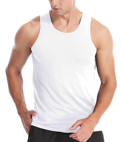 Chalecos Ajustados Masculinos Chalecos de algodón gimnasios sin Mangas Camisetas musculares de Fitness Blanco L
