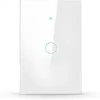 Interruptor Inteligente Wi-Fi Branco 1 Botão 2.4 GHz Smart Touch Bivolt Compatível com Alexa, Google Home, Tuya Neutro Paralelo Virtual