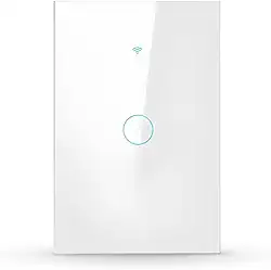 Interruptor Inteligente Wi-Fi Branco 1 Botão 2.4 GHz Smart Touch Bivolt Compatível com Alexa, Google Home, Tuya Neutro Paralelo Virtual