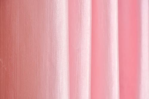 Image of DEVSANG Polyester (2 Print and 1 Solid) Grommet Curtains for Long Door 9 Feet Long Set of 3, Baby Pink