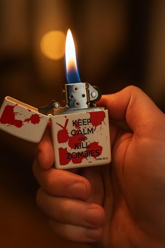 Encendedor Zippo Custom Keep Calm and Kill Zombies Blanco Mate miniatura 3