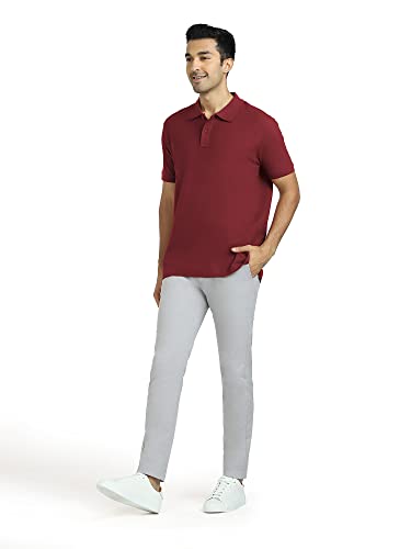Image of XYXX Men 100% Cotton Polo Tshirt, Relaxed Fit, Solid, Pack of 1, XYPTSRT08SZ, Bold Burgundy, S