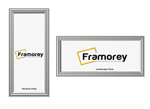 FRAMOREY Panoramic Style Silver Picture Frame, 16x8 Inch Size Photo Frames, LW Antique Poster Frame, Wall Hanging Oxford Frames, Photo Print Frame