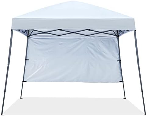 ABCCANOPY Pop up Gazebo With One Side Panel Upgraded Bag, Stakes and Ropes (10 x 10 ft Base / 8 x 8 ft Top, Black)