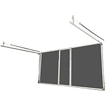 Retractable Garage Door Screen System - 8H, 18x14 Fiberglass Mesh, Spring-Loaded Counterbalance, Built-in Center Passage Door, Durable Aluminum Frame - White, 8Wx8H