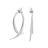 Chic Upside Down Hoop Earrings for Women 925 Sterling Silver Arc Geometric Dual-use Dangle with CZ...