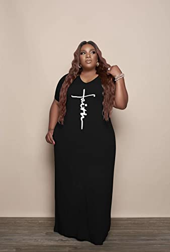 Image of YeGine Oversize Tshirt Dress Plus Size Short Sleeve Maxi Dress with Pockets