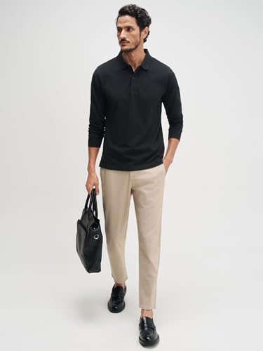Image of XYXX Men's Solid Cotton Polo T-Shirt | Polo Neck Tshirts | Full Sleeves | Solid-Regular Fit