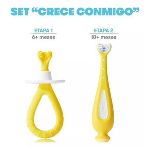 Image of Frida Baby Grow-with-Me Training Toothbrush Set,Infant Baby Tooth Brush & Toddler Toothbrush 6-18 Months,Soft Silicone Bristles,BPA-Free Oral Care for Sensitive Gums,Yellow,(Pack of 12)