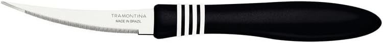 Tramontina Cor&Cor 2 Pieces Tomato Knife Set with Stainless Steel Blade and Black Polypropylene Handle