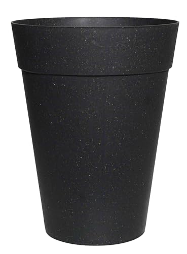 Image of Harshdeep Plant Pots for Home Decor - Rome - Indoor Living Room Balcony Garden Decorative Earth Friendly Round 12 Inch Planters Bamboo and Rice Husk Set of 2 (Black)