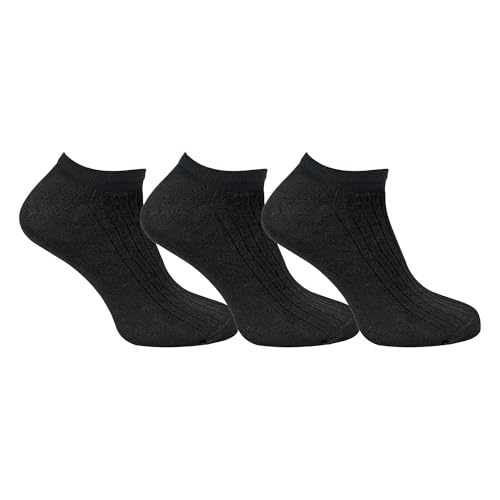 Kids 3 Pack 100% Cotton Sneaker Socks | Sock Snob | Short Low Cut Ankle Socks (10-1, Black)2
