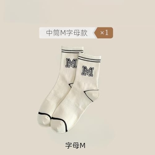 3 Pairs - Men's Minimalist Letter Tube Socks, Casual Sports Long Tube Socks, Basketball Socks-Letter M2