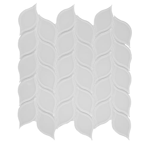 5 Sheets Ivy Glass Mosaic,Leaf Tile Mosaic for Kitchen Backsplash,Leaf Shape Mosaic for Home Décor